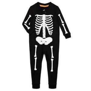 Halloween Baby Glow In The Dark Skeleton One Piece Pajamas 18M NWT